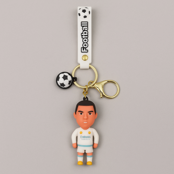 Ronaldo-Inspired Football Keychain with Strap & Charm
